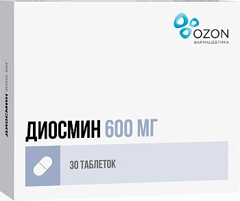 Диосмин, таблетки покрыт. плен. об. 600 мг (Озон), 30 шт. (арт. 202358)