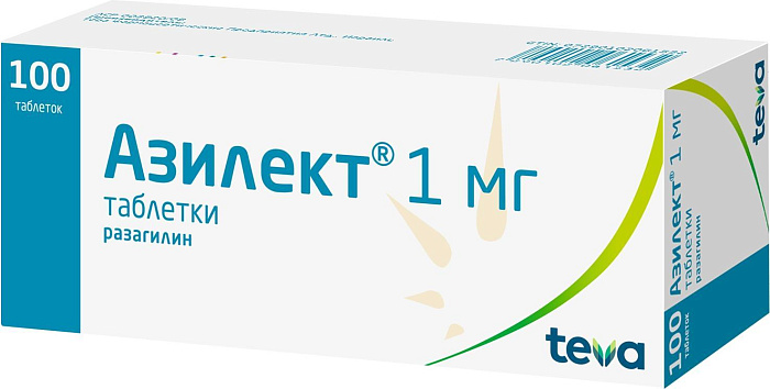 Азилект, таблетки 1 мг, 100 шт. 