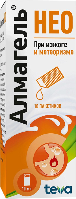 Алмагель Нео, суспензия, пакетики 10 мл, 10 шт. 