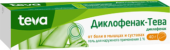 Диклофенак-Тева, гель, 1%, 40 г, 1 шт. 