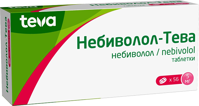 Небиволол-Тева, таблетки 5 мг, 56 шт. 