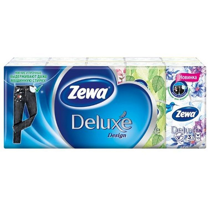 Зева Делюкс Дизайн, платочки носовые бумажные, 100 шт.