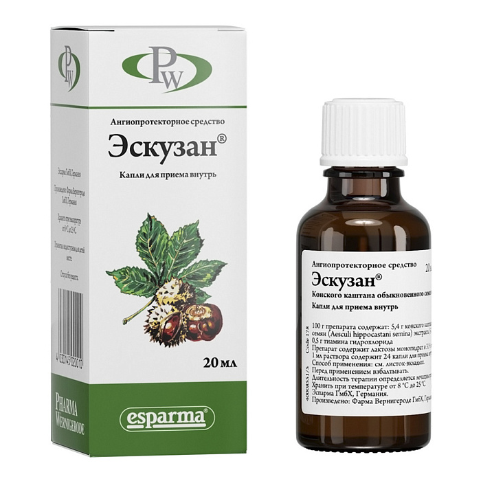 Эскузан, раствор для приема внутрь 20 мл, 1 шт. 