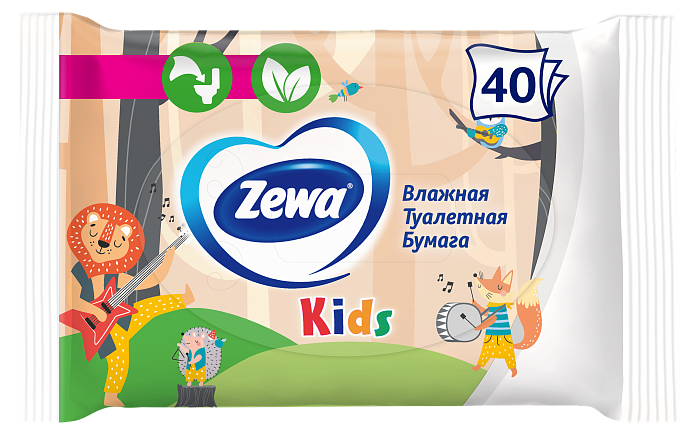 Бумага туалетная влажная Зева Кидс, 40 шт. 