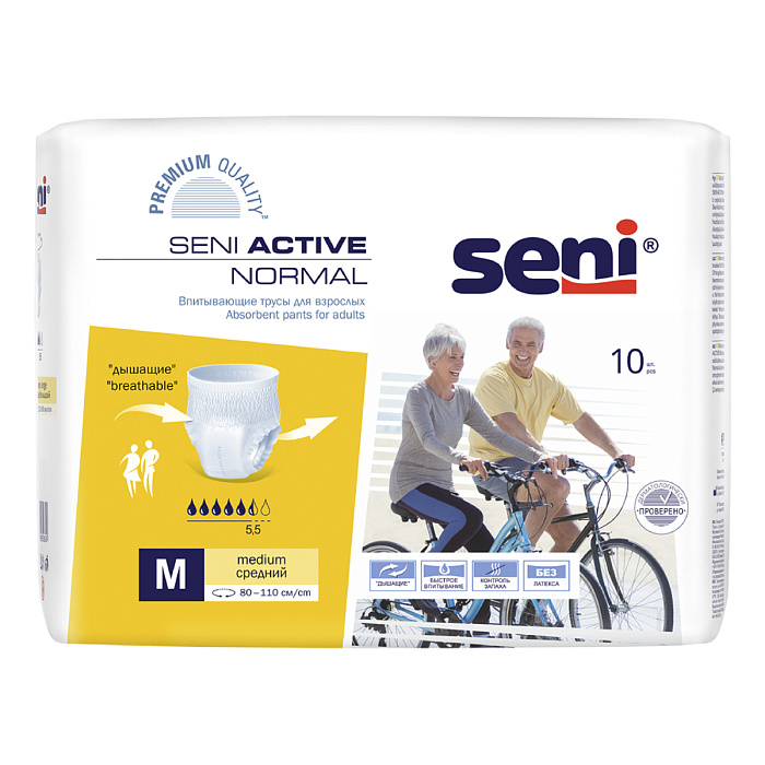 Seni Active Normal, трусы впитывающие (M), 10 шт.