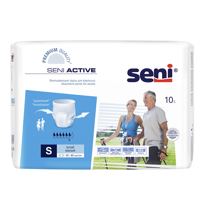 Seni Active, трусы впитывающие (S), 10 шт.