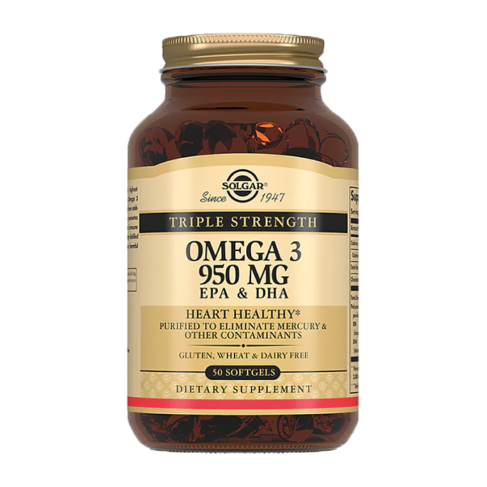 Солгар Тройная Омега-3, капсулы 950 мг (ЭПК и ДГК), 50 шт.