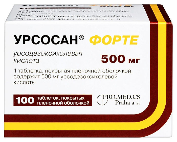 Урсосан Форте 500 мг, 100шт 