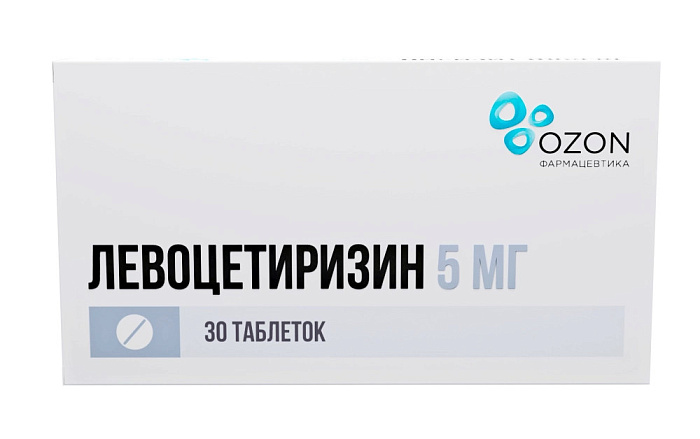 Левоцетиризин, таблетки в пленочной оболочке 5 мг, 30 шт. 