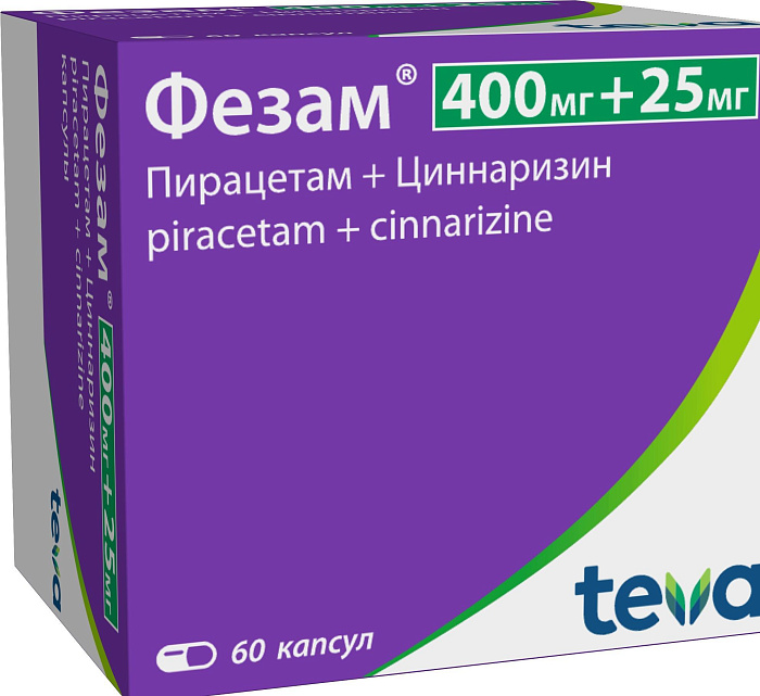 Фезам, капсулы 400 мг+25 мг, 60 шт. 