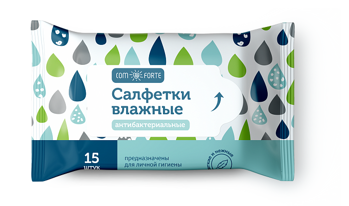 Салфетки ComForte влажные антибактериальные, 15 шт.
