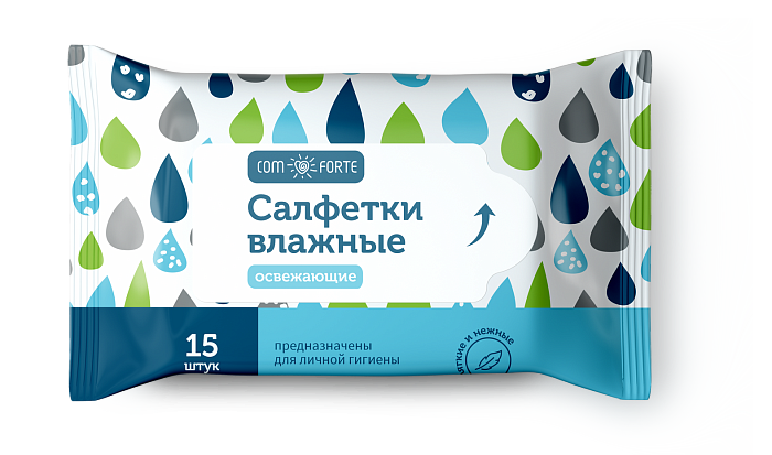 Салфетки ComForte влажные освежающие, 15 шт.