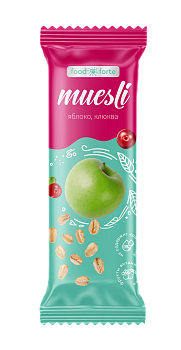 Батончик мюсли FoodForte, Яблоко и клюква, 50 г
