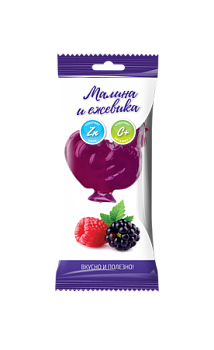 Петушок, леденцовая карамель с Цинком и витамином С со вкусом малины и ежевики, 17 г