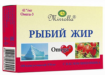 Рыбий жир с маслом шиповника (Миррола), капсулы 0.37 г, 100 шт.