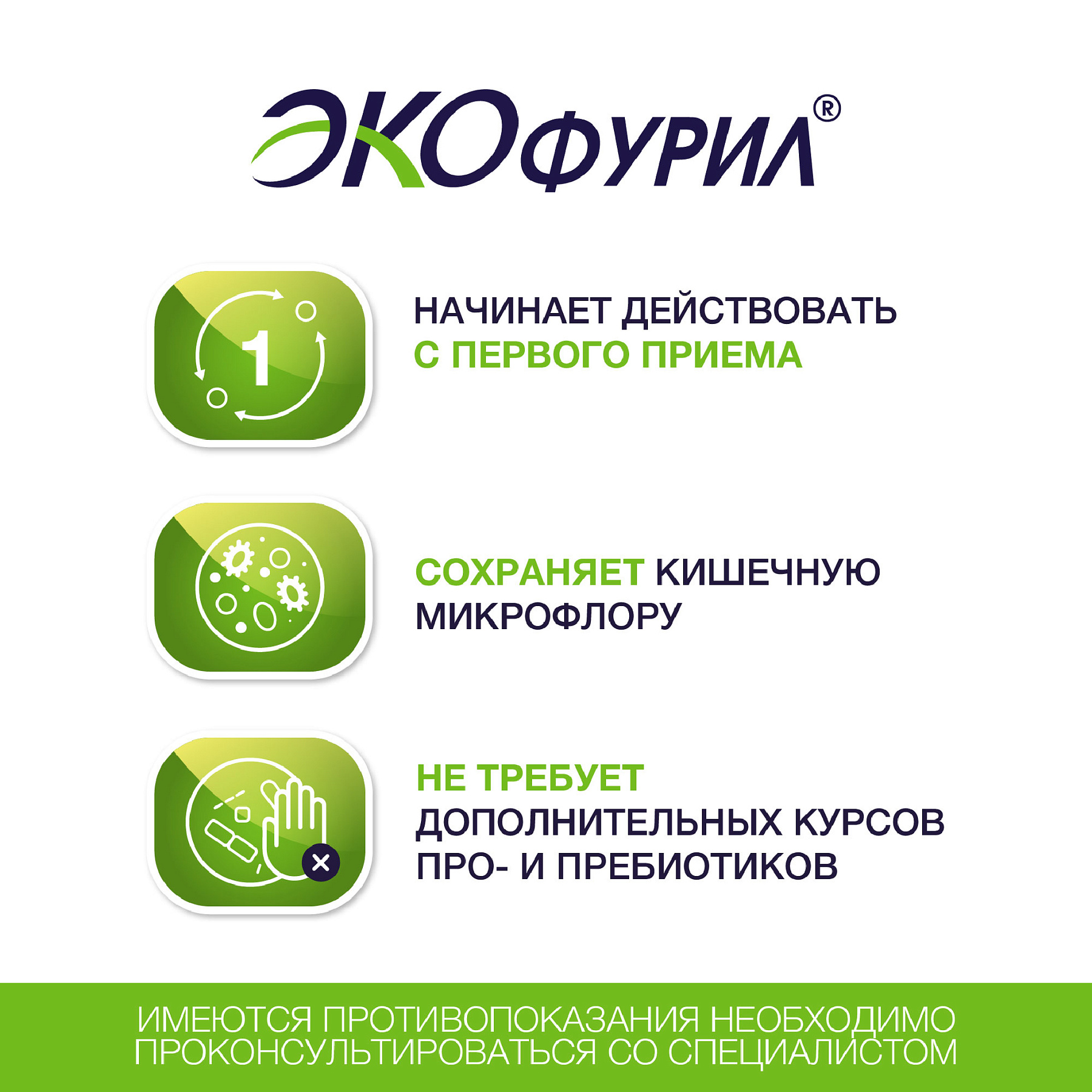 Упаковка препарата Экофурил, капсулы 200 мг, 16 шт.