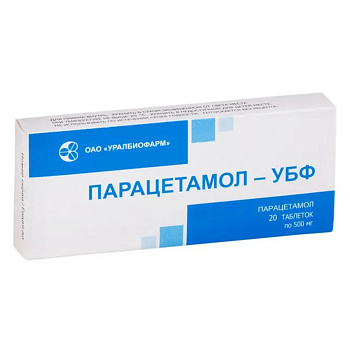 Парацетамол-УБФ, таблетки 500 мг, 20 шт. 