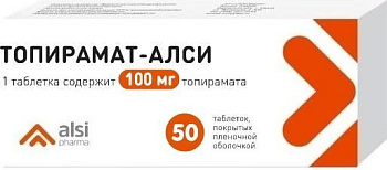 Топирамат-Алси, таблетки в плёночной оболочке 100 мг, 50 шт. (арт. 324959)