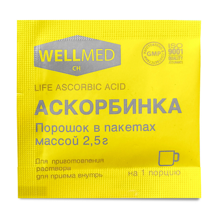 Аскорбинка Life Ascorbic Acid, порошок, пакетик 2.5 г, 1 шт.