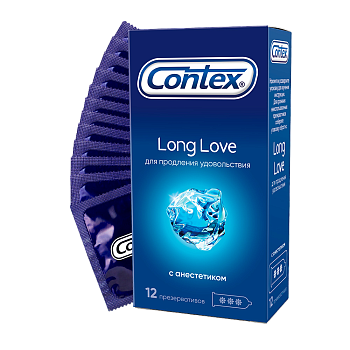 Contex Long Love, презервативы с анестетиком, 12 шт.