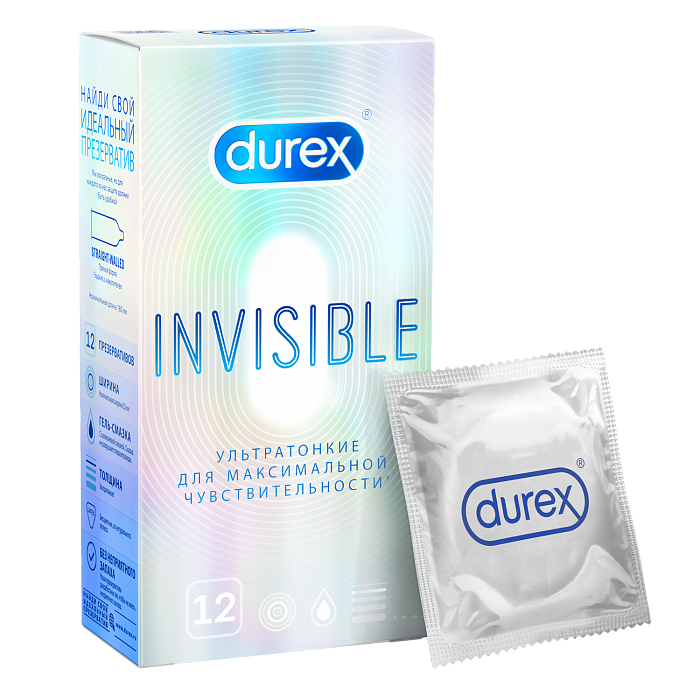 Презервативы Durex Invisible ультратонкие, 12 шт.