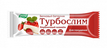 Турбослим, батончик белковый для лиц контролирующих массу тела клубничный чизкейк, 50 г