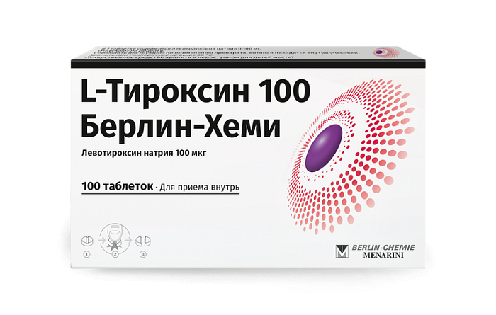 L-Тироксин 100 Берлин-Хеми, таблетки 100 мкг, 100 шт. 