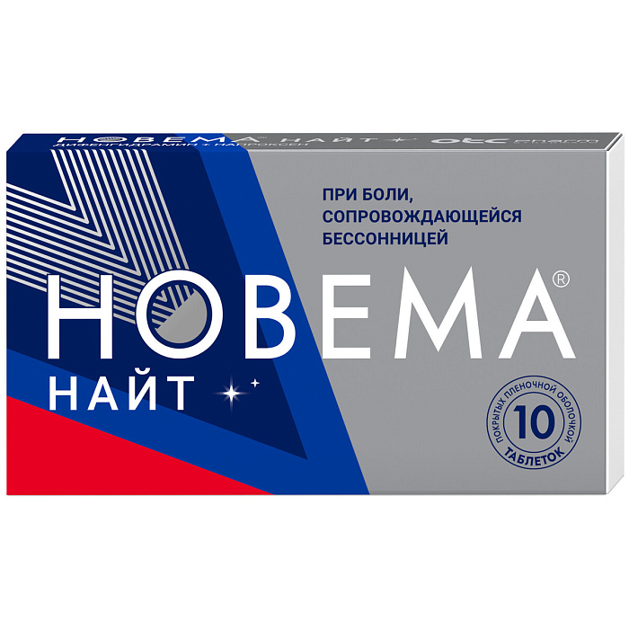 Новема Найт таблетки, покрытые пленочной оболочкой 25 мг+220 мг, 10 шт. 