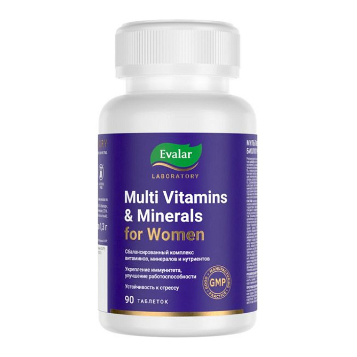 Мультивитамины и минералы женские Эвалар Лаборатория/ Evalar Laboratory, таблетки 1.3 г, 90 шт.