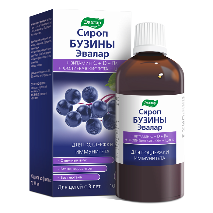 Эвалар Бузины сироп 100 мл, 1 шт.