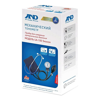 Тонометр AND UA-100 Эконом механический со стетоскопом, 1 шт.