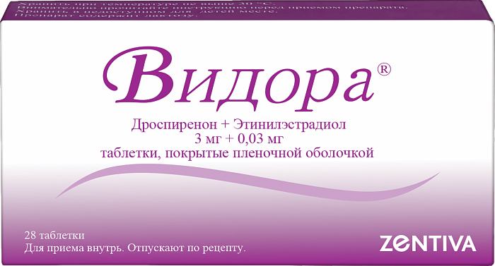 Видора, таблетки покрыт. плен. об. 3 мг+0.03 мг, 28 шт. 
