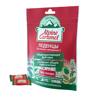 Alpine Caramel Альпийская Карамель Про-Актив леденцы (с витамином С, без сахара), 75 г