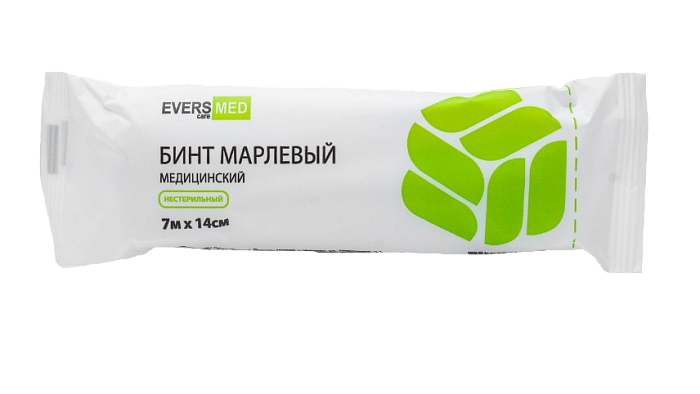 Бинт марлевый нестерильный ЭверсМед, 7 м х 14 см 