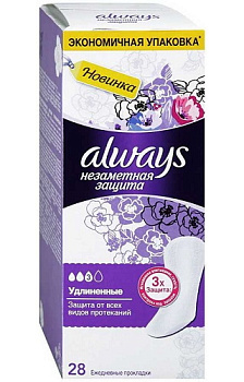 Always Незаметная защита Удлиненные Дуо, прокладки ежедневные, 28 шт.