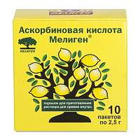 Фото Аскорбиновая кислота Мелиген БАД порошок для приготовления раствора 2,5 г, 10 шт. Фото Аскорбиновая кислота Мелиген БАД порошок для приготовления раствора 2,5 г, 10 шт.