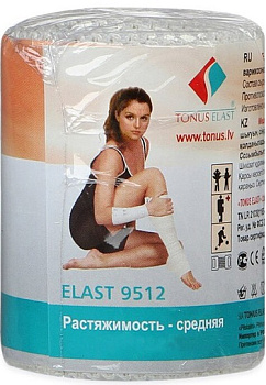 Бинт эластичный средней растяжимости, 3 м х 10 см (с застежками)