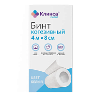 Фото Бинт Клинса когезивный самофиксирующийся белый(4м х 8см)