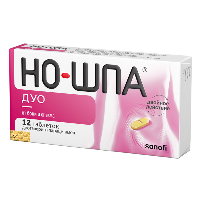 Но-шпа Дуо, таблетки 40 мг+500 мг, 12 шт. 