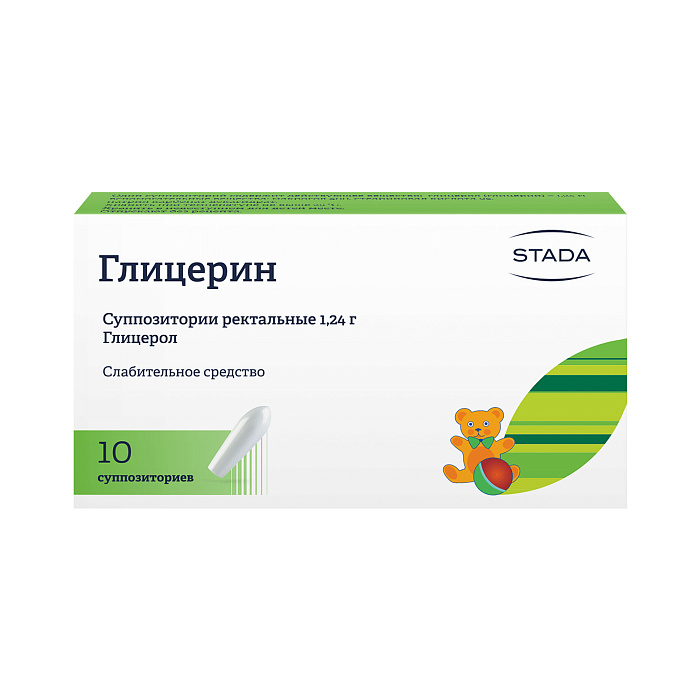 Глицерин, суппозитории ректальные 1,24 г (Нижфарм), 10 шт. 