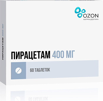 Пирацетам таблетки, покрытые пленочной оболочкой 400 мг, 60 шт. (Озон) 