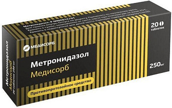 Метронидазол, таблетки 250 мг, 20 шт. (Медисорб) 