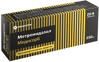 Фото Метронидазол, таблетки 250 мг, 20 шт. (Медисорб) Фото Метронидазол, таблетки 250 мг, 20 шт. (Медисорб)