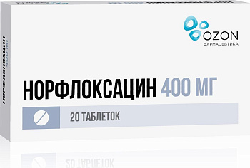 Норфлоксацин, таблетки покрыт. плен. об. 400 мг, 20 шт. (Озон) 