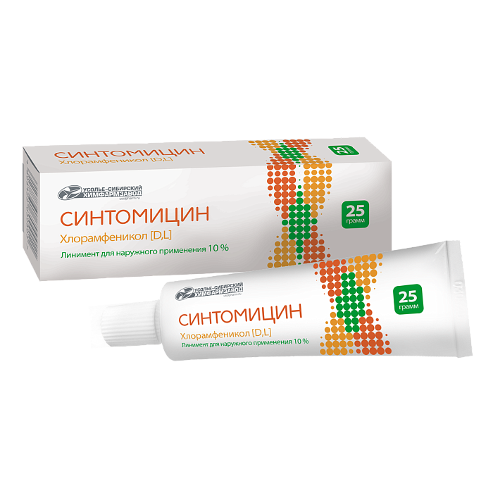 Синтомицин линимент для наружного применения 10 %, туба 25 г 