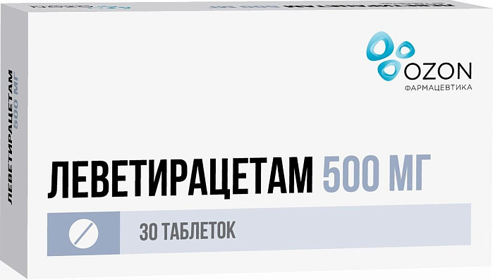 Леветирацетам таблетки, покрытые пленочной оболочкой 500 мг, 30 шт. (Озон) 