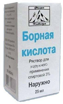Борная кислота, раствор спиртовой 3%, 25 мл (Флора Кавказа) 