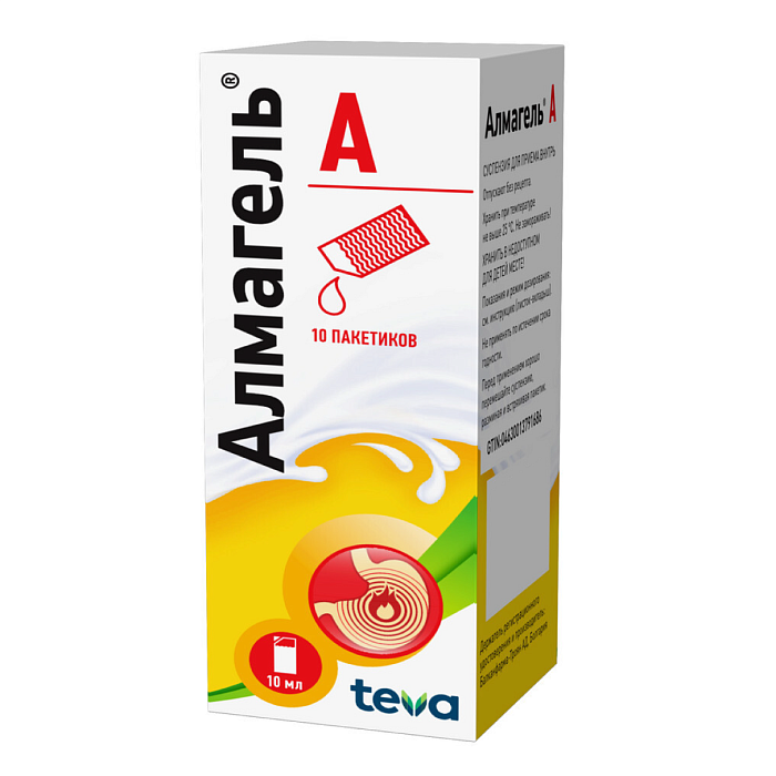 Алмагель А, суспензия, пакетики 10 мл, 10 шт. 