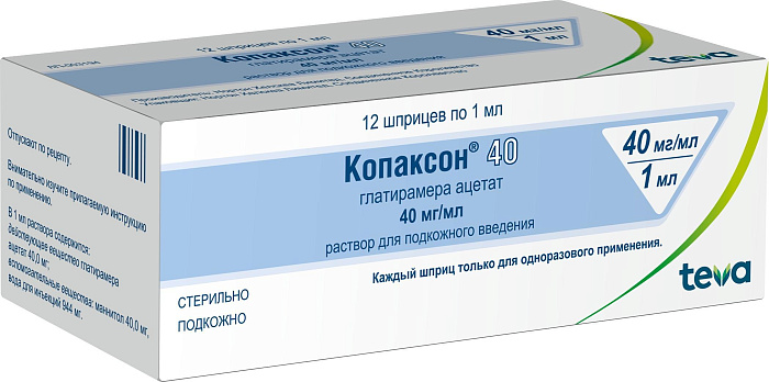 Копаксон 40, раствор 40 мг/мл, шприцы 1 мл, 12 шт. 