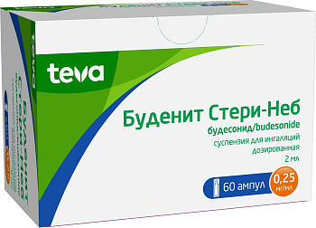 Буденит Стери-Неб, суспензия для ингаляций дозированная 0,25 мг/мл, 2 мл, 60 шт. 